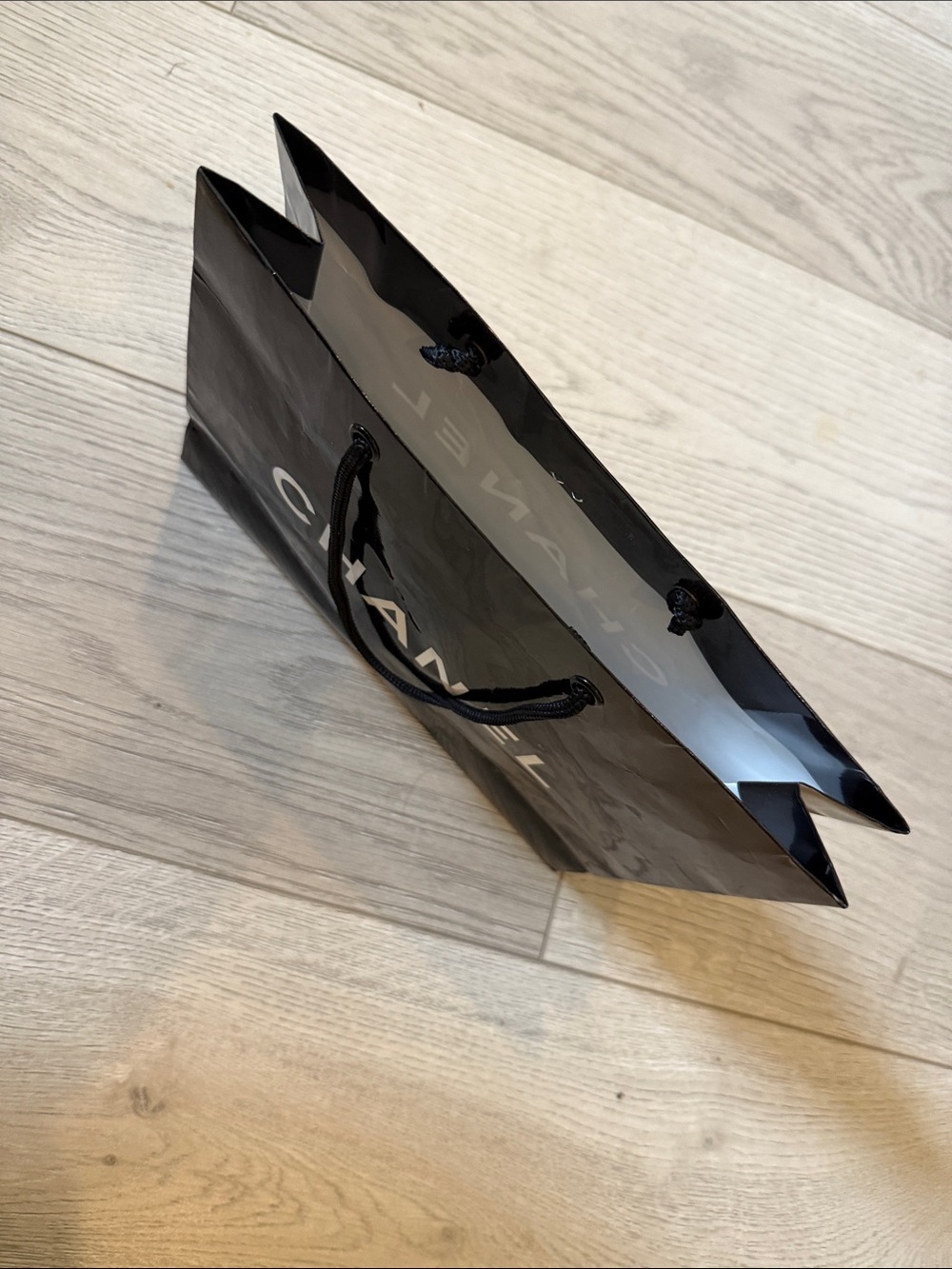 CHANEL Black and White Glossy Shopping Bag - Picture 2 of 5